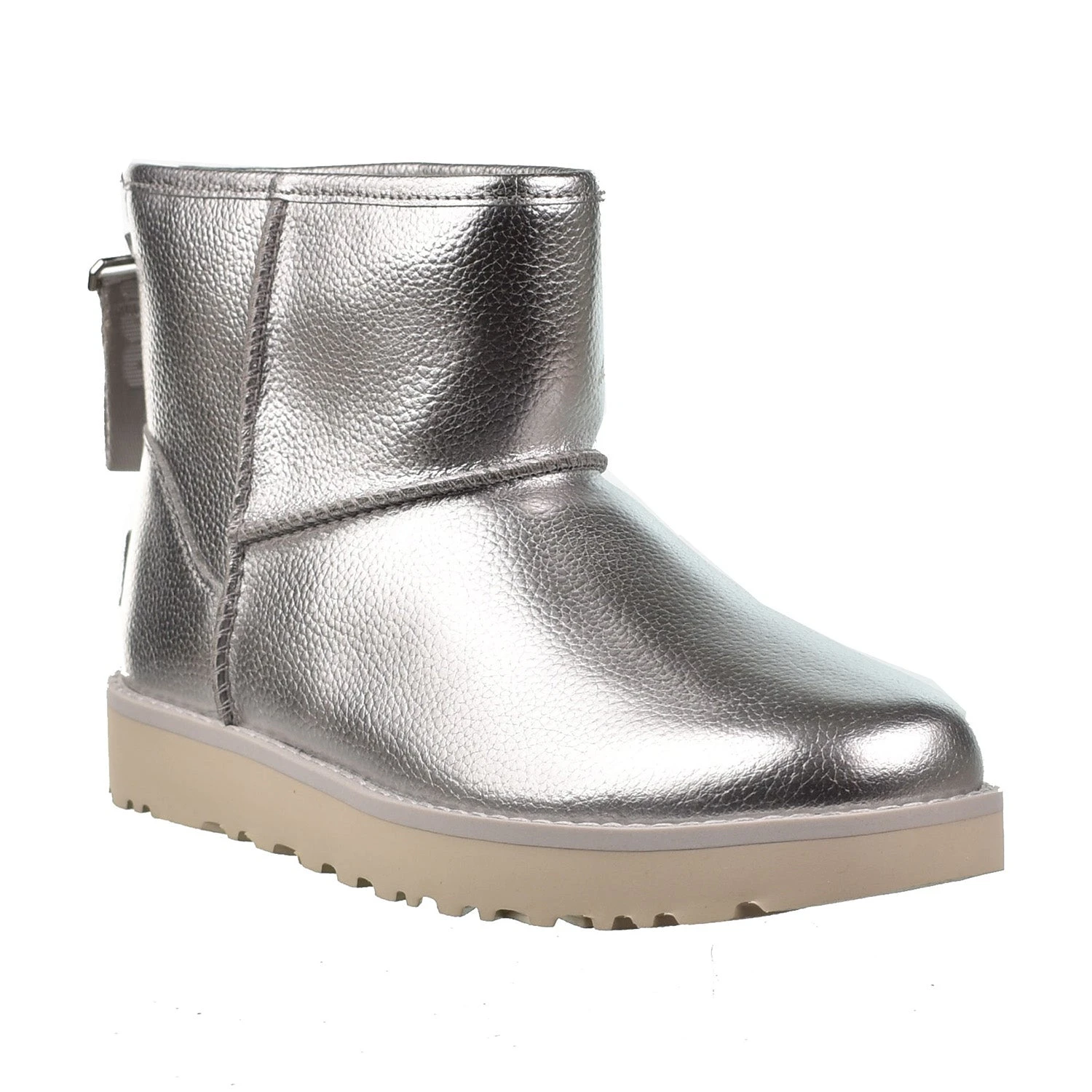 UGG Classic Mini Logo Zip Shine Fashion Women's Boots Silver 2 UGG Classic Mini Logo Zip Shine Fashion Women's Boots Silver - Image 2