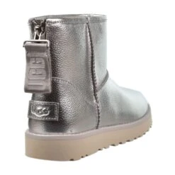 UGG Classic Mini Logo Zip Shine Fashion Women's Boots Silver 8 UGG Classic Mini Logo Zip Shine Fashion Women's Boots Silver -RBD OUTLET 1122670 slvm 3