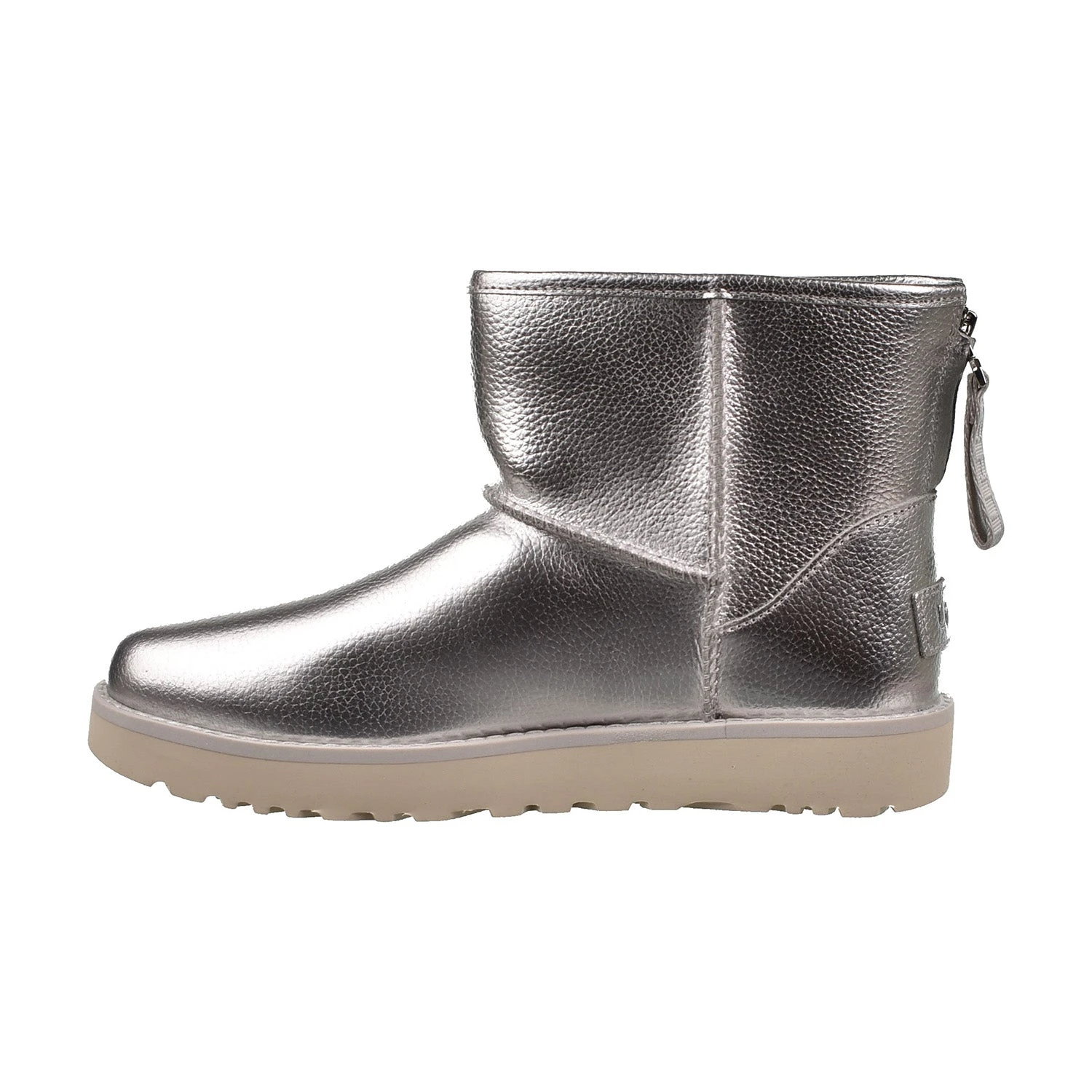 UGG Classic Mini Logo Zip Shine Fashion Women's Boots Silver 4 UGG Classic Mini Logo Zip Shine Fashion Women's Boots Silver - Image 4