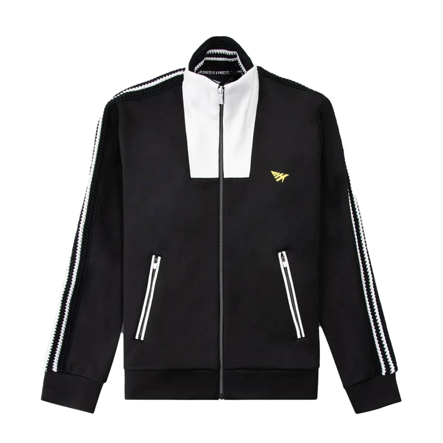 Paper Planes Kinston Crochet Stripe Men's Track Jacket Black 2 Paper Planes Kinston Crochet Stripe Men's Track Jacket Black - Image 2