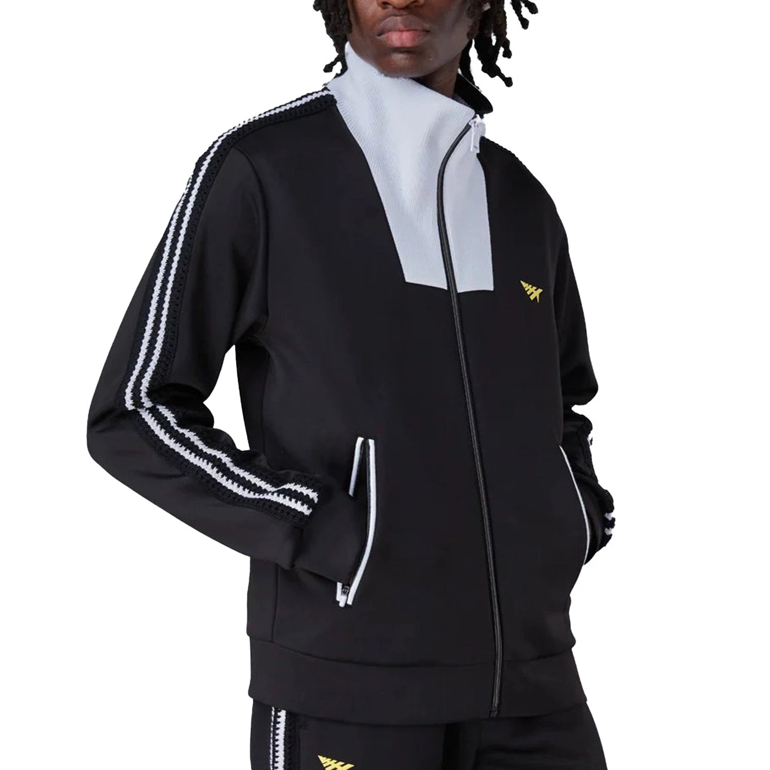 Paper Planes Kinston Crochet Stripe Men's Track Jacket Black 1 Paper Planes Kinston Crochet Stripe Men's Track Jacket Black