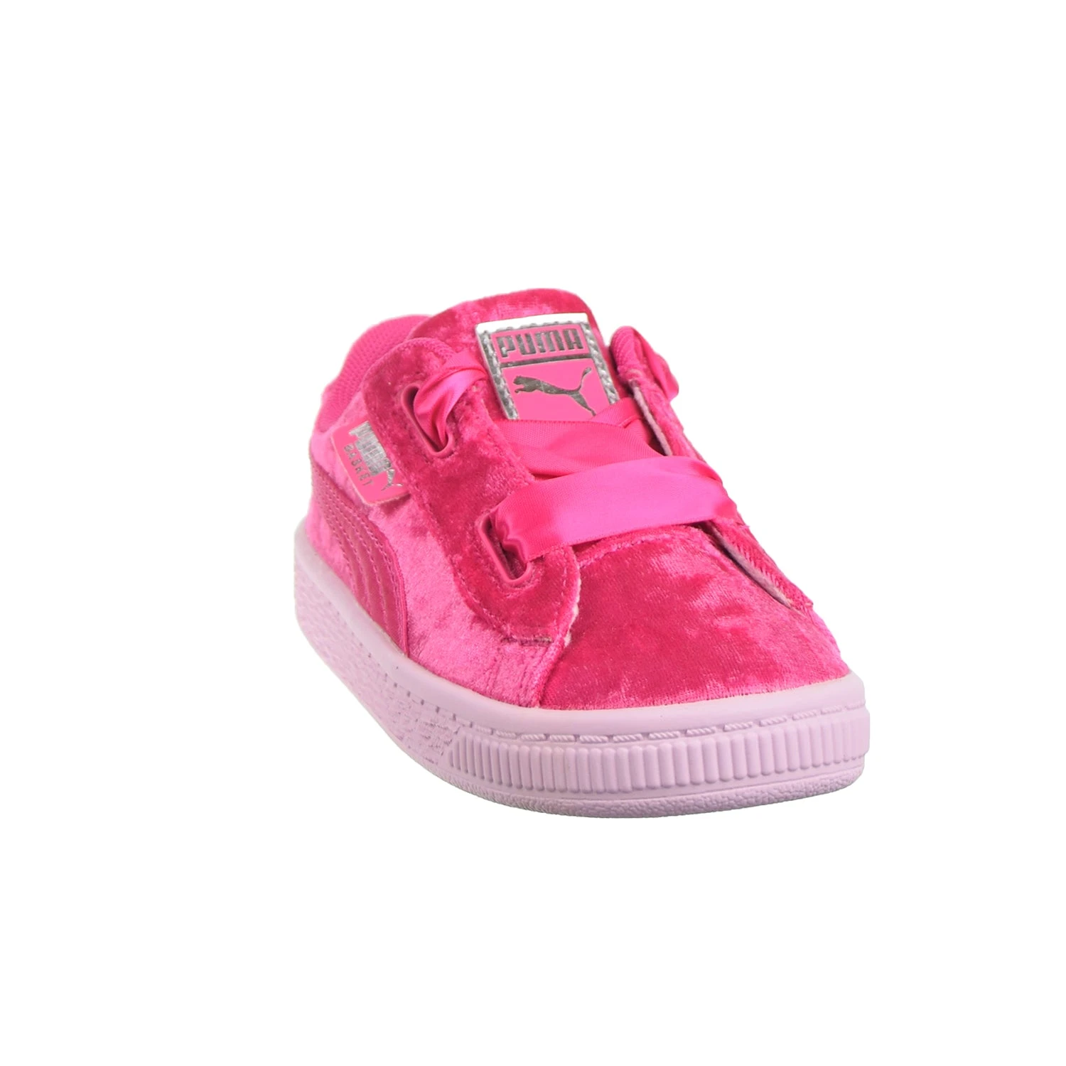 Puma Basket Heart Velour Toddlers' Shoes Beetroot Purple/Puma Silver 2 Puma Basket Heart Velour Toddlers' Shoes Beetroot Purple/Puma Silver - Image 2
