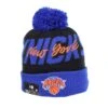 New Era New York Knicks Confident Cuffed Knit Men's Beanie With Pom Black-Blue