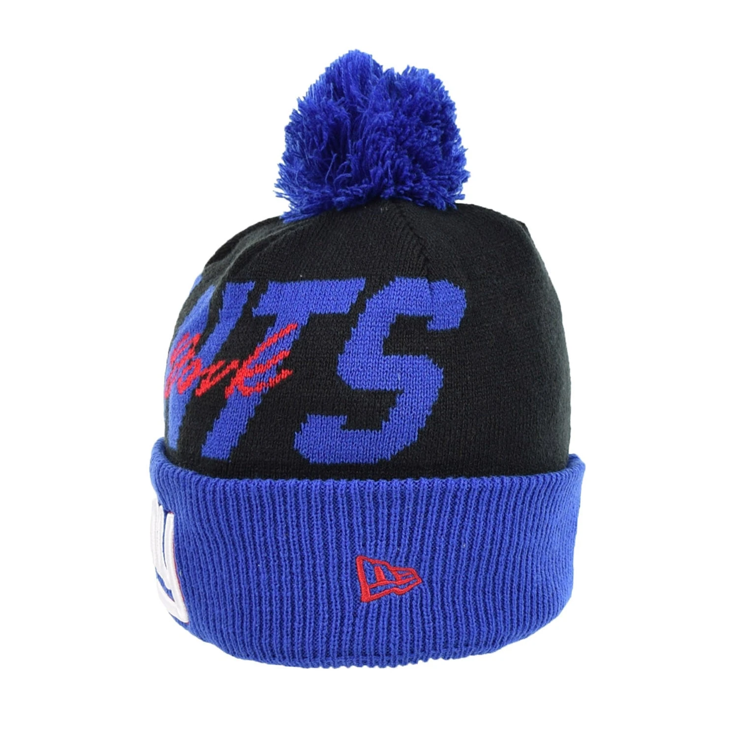 New Era NFL New York Giants Knit Confident Men's Beanie With Pom Black-Blue 2 New Era NFL New York Giants Knit Confident Men's Beanie With Pom Black-Blue - Image 2