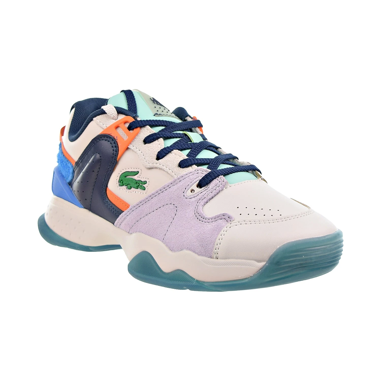 Lacoste T-Point 0121 1 P SMA Men's Shoes Off White-Purple 2 Lacoste T-Point 0121 1 P SMA Men's Shoes Off White-Purple - Image 2