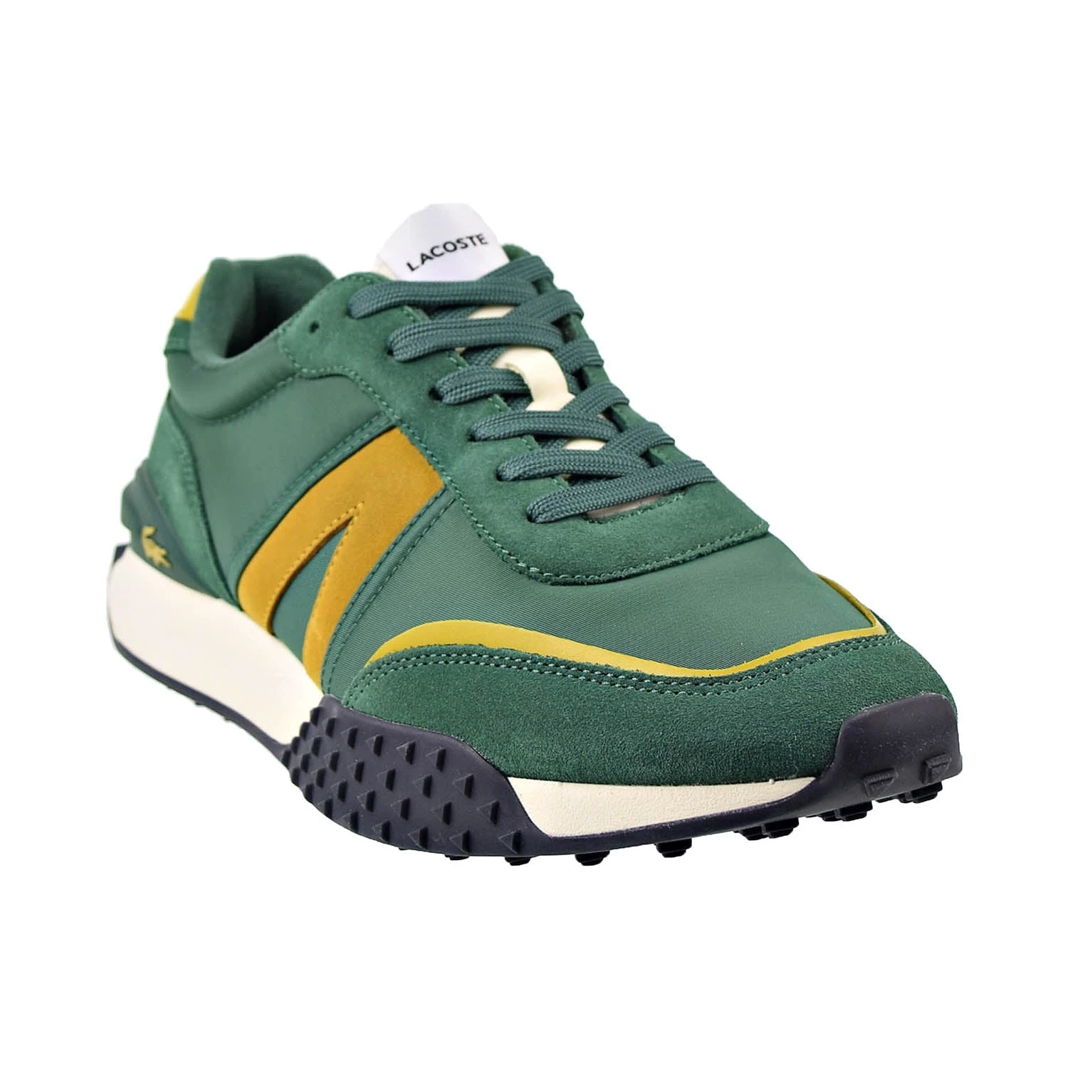 Lacoste L-Spin Deluxe Men's Textile Accent Trainers Shoes Green-Yellow 2 Lacoste L-Spin Deluxe Men's Textile Accent Trainers Shoes Green-Yellow - Image 2