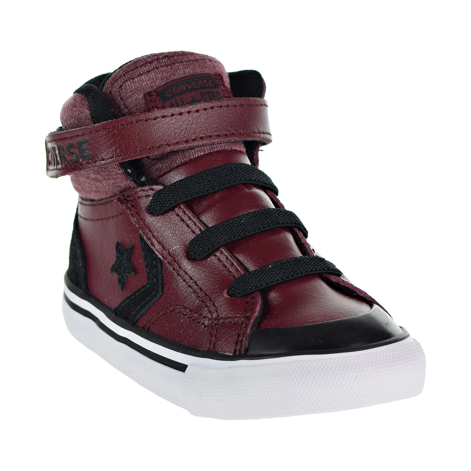 Converse Pro Blaze Strap HI Toddlers Shoes Dark Burgundy/Black/White 2 Converse Pro Blaze Strap HI Toddlers Shoes Dark Burgundy/Black/White - Image 2