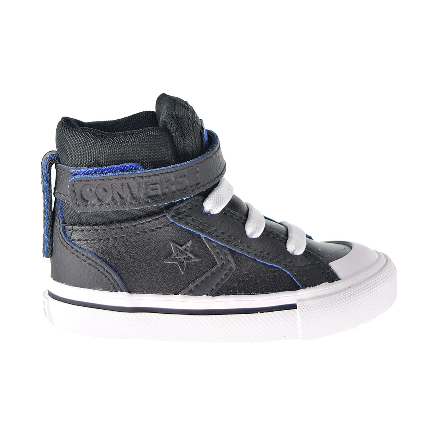 Converse Pro Blaze Strap Hi Two-Tone Leather Toddler Shoes Black-Hyper Royal 1 Converse Pro Blaze Strap Hi Two-Tone Leather Toddler Shoes Black-Hyper Royal