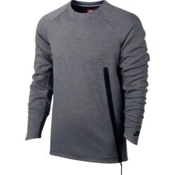 Nike Tech Fleece Crew Neck Men's Casual Fashion Warm Sweatshirt Grey