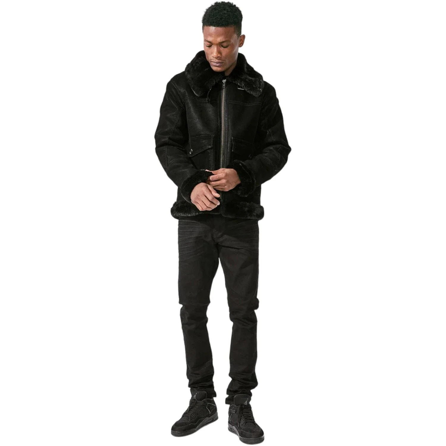 Jordan Craig Vienna Fur Bomber Men's Jacket Black-Coffee 2 Jordan Craig Vienna Fur Bomber Men's Jacket Black-Coffee - Image 2