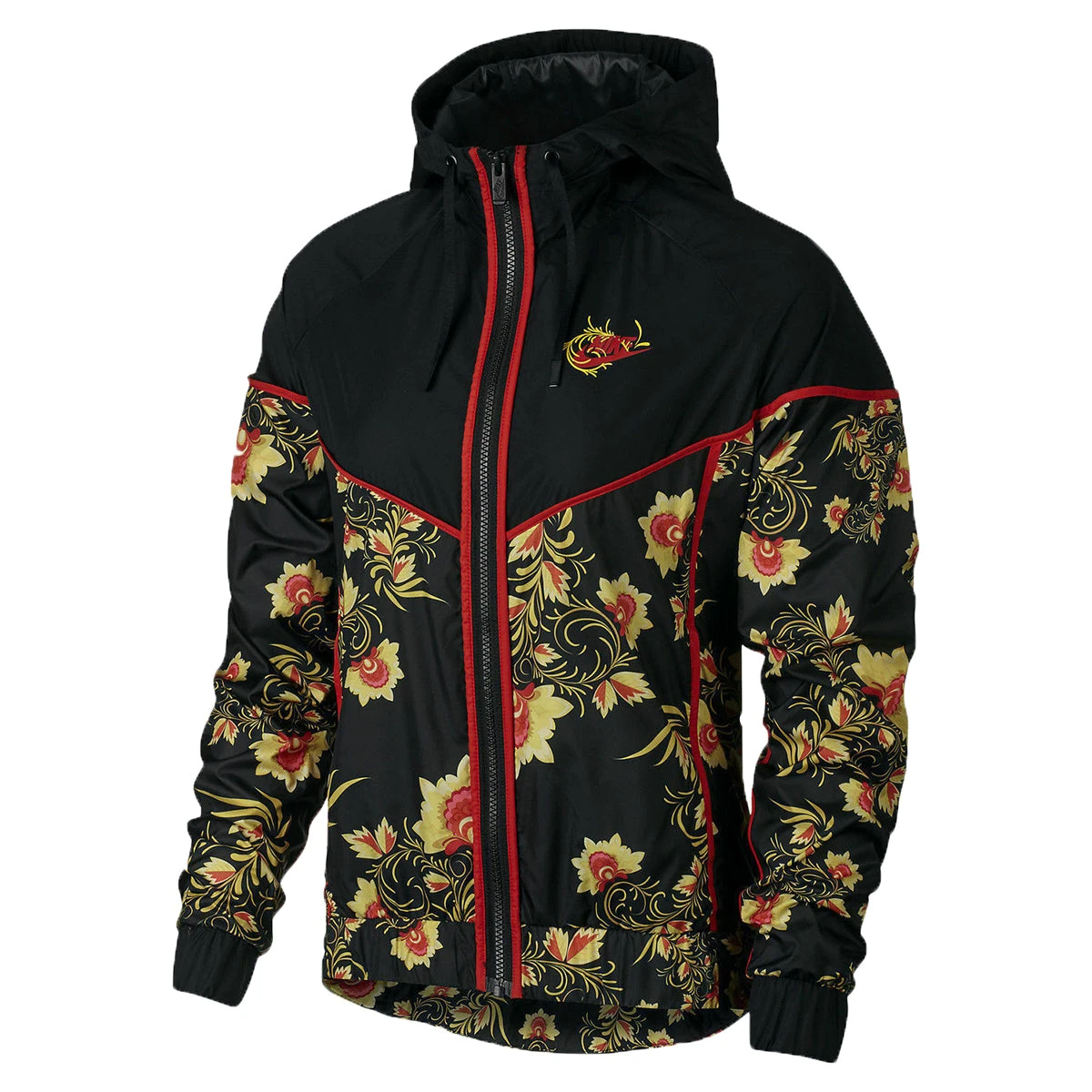 Nike Sportswear NSW Floral Windrunner Printed Women's Jacket Black-Red-Yellow 1 Nike Sportswear NSW Floral Windrunner Printed Women's Jacket Black-Red-Yellow
