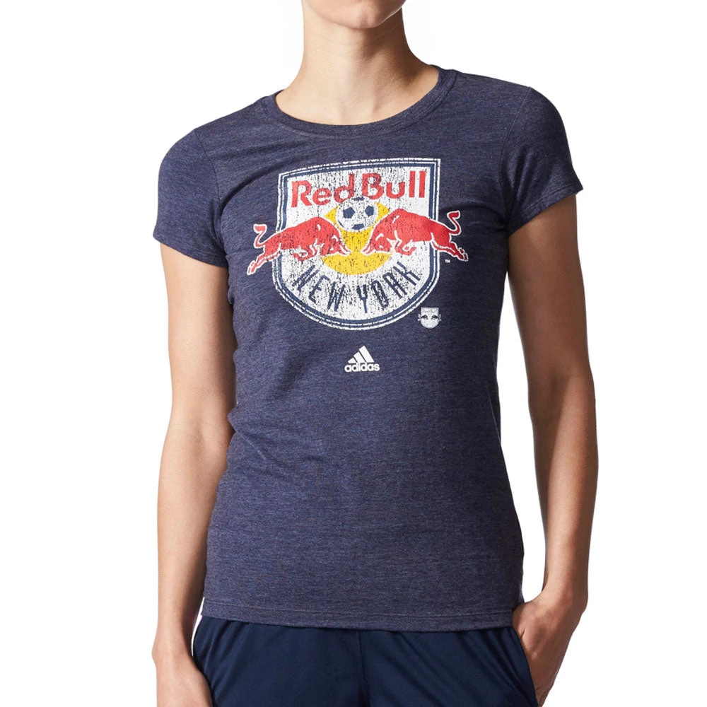 Adidas Originals Red Bulls Women's Soccer T-Shirt Navy Heather/Red/White 1 Adidas Originals Red Bulls Women's Soccer T-Shirt Navy Heather/Red/White