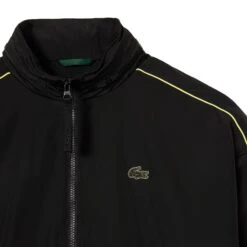 Lacoste Contrast Detail Water Resistant Zipped Taffeta Men's Jacket Black-Yellow -RBD OUTLET bh1607 6tv 5