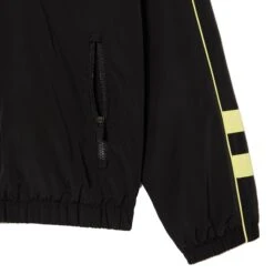 Lacoste Contrast Detail Water Resistant Zipped Taffeta Men's Jacket Black-Yellow -RBD OUTLET bh1607 6tv 6
