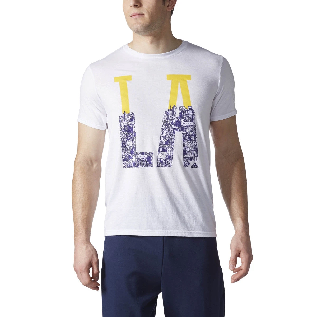 Adidas Originals Los Angeles Men's Training T-Shirt White/Sunshine/Purple 1 Adidas Originals Los Angeles Men's Training T-Shirt White/Sunshine/Purple