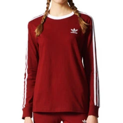 Adidas Originals 3-Stripes Women's Longsleeve T-Shirt Collegiate Burgundy/White