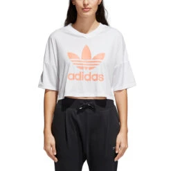 Adidas Women's Originals Trefoil Crop Tee White/Chalk Coral