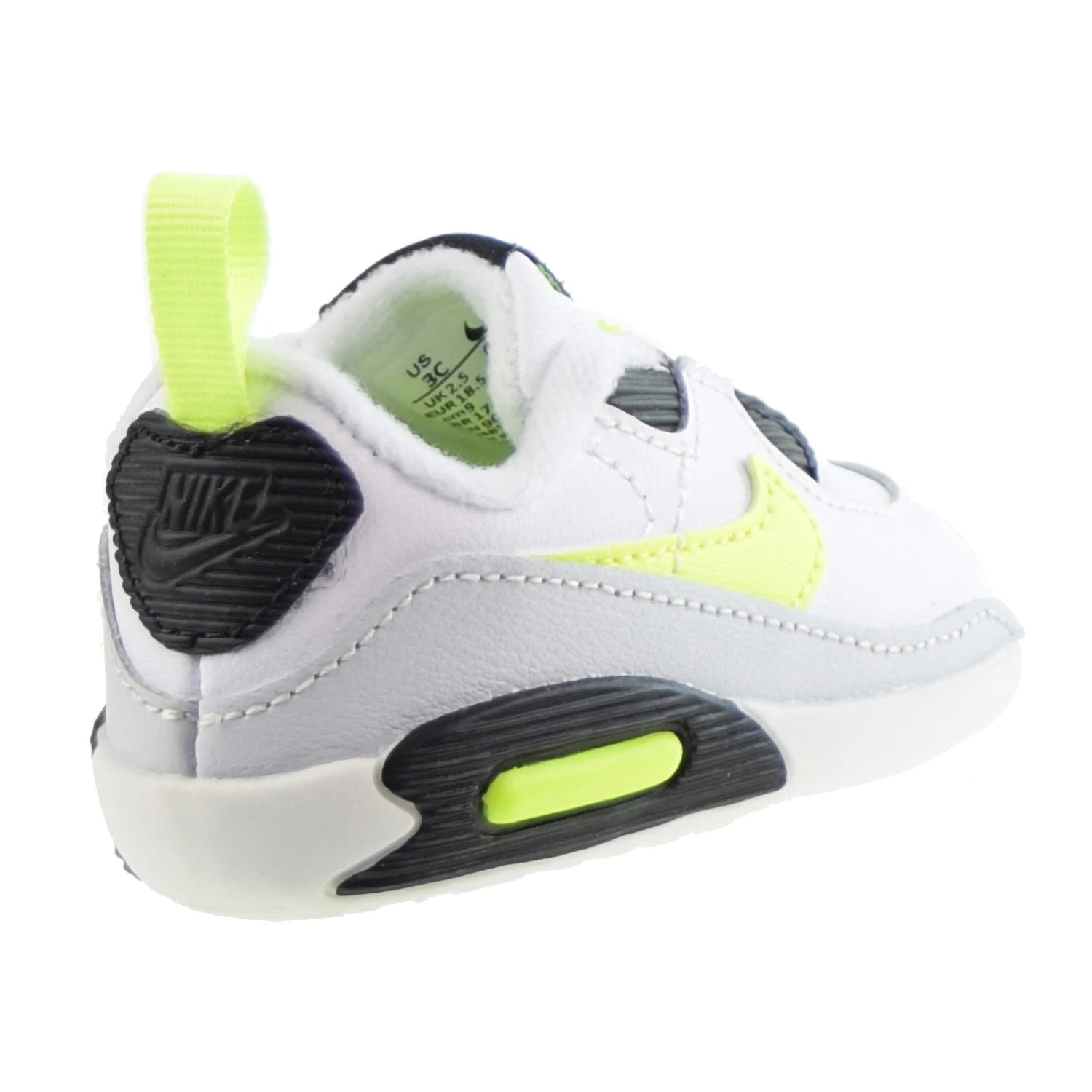 Nike Air Max 90 Crib (CB) Infants' Shoes Volt-Black-Grey 3 Nike Air Max 90 Crib (CB) Infants' Shoes Volt-Black-Grey - Image 3