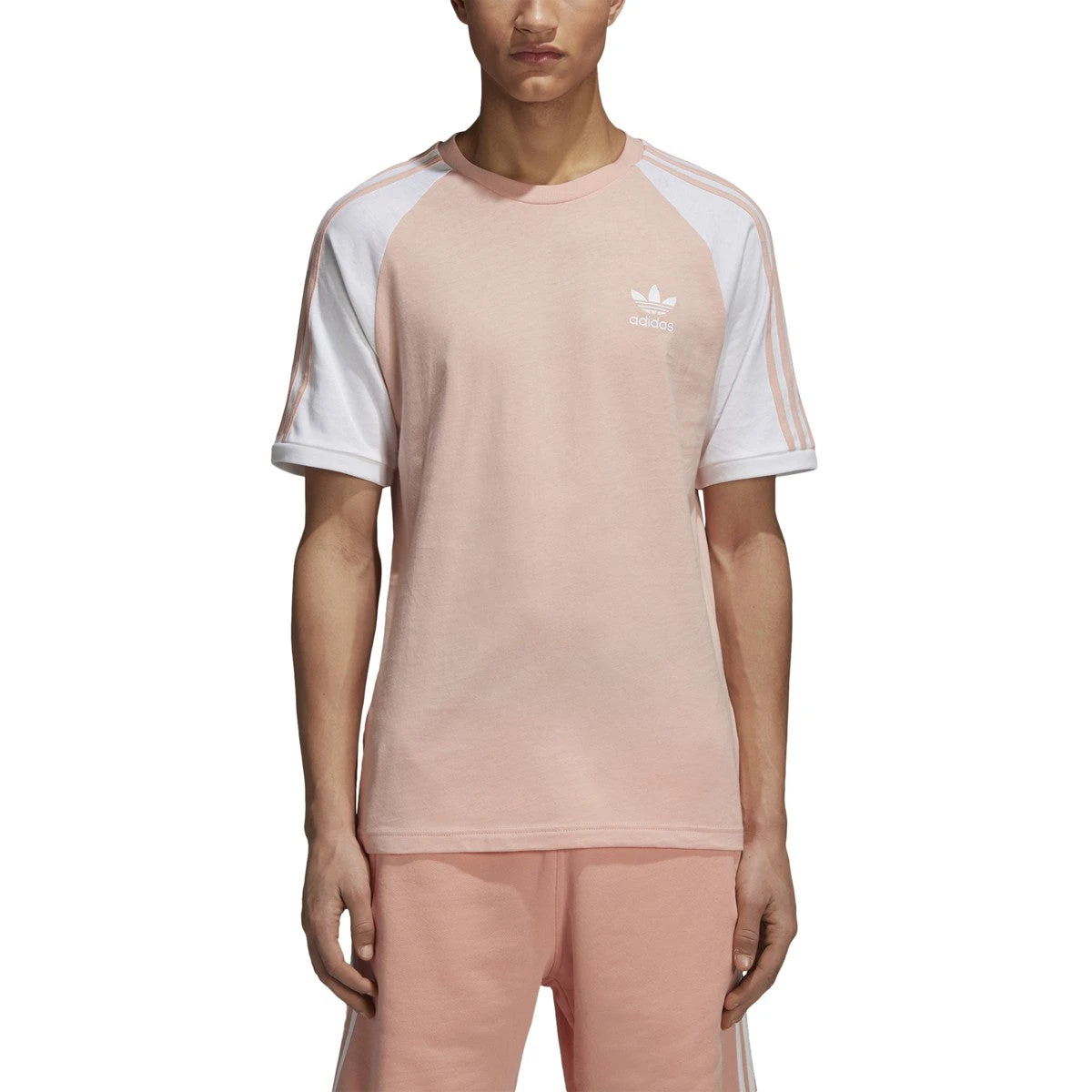 Adidas Men's Originals 3 Stripes Tee Dusk Pink 1 Adidas Men's Originals 3 Stripes Tee Dusk Pink