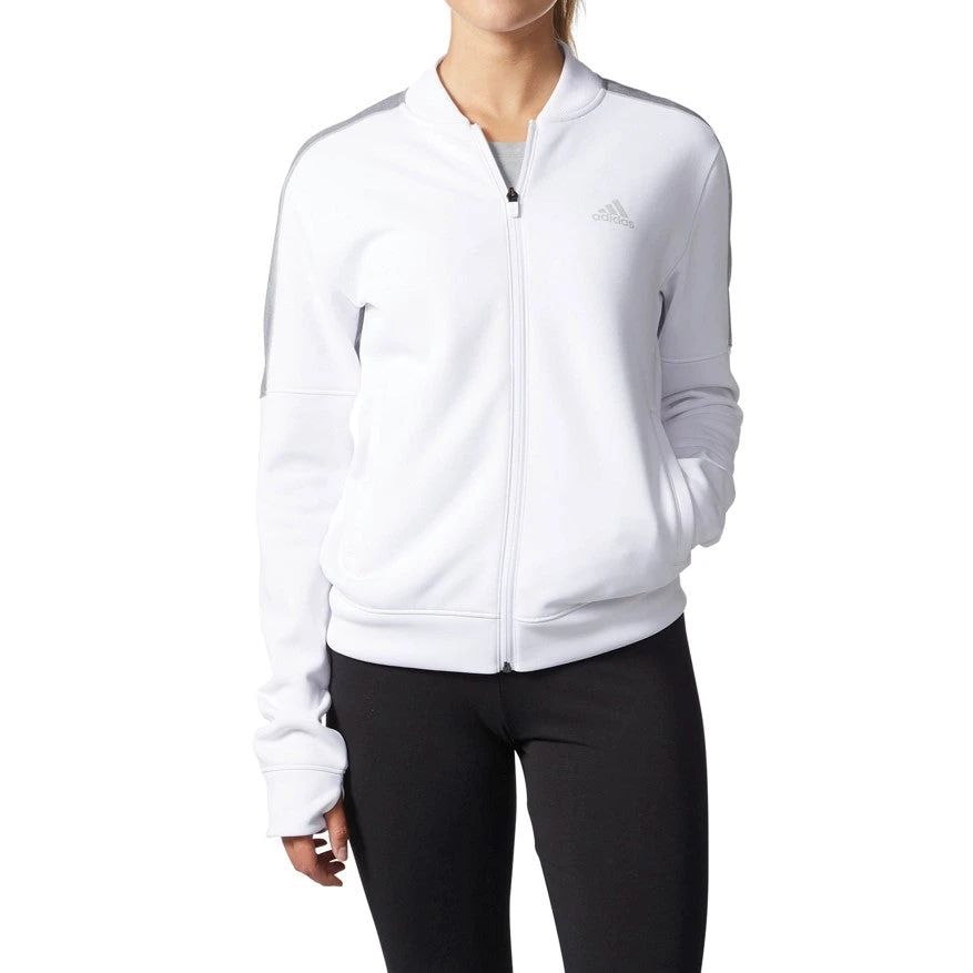 Adidas Women's Team Issue Full Zip Jacket White/Grey 3 Adidas Women's Team Issue Full Zip Jacket White/Grey - Image 3