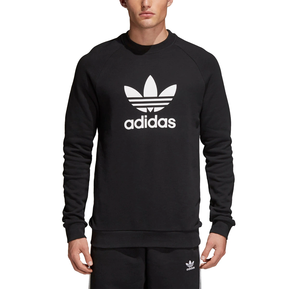 Adidas Originals Men's Trefoil Warm-Up Crew Sweatshirt Black/White 1 Adidas Originals Men's Trefoil Warm-Up Crew Sweatshirt Black/White