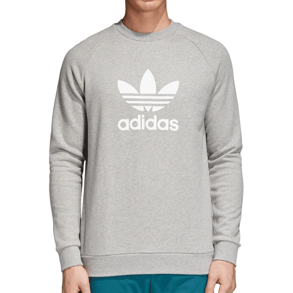 Adidas Men's Originals Trefoil Warm-Up Crew Sweatshirt Medium Grey Heather 4 Adidas Men's Originals Trefoil Warm-Up Crew Sweatshirt Medium Grey Heather - Image 4