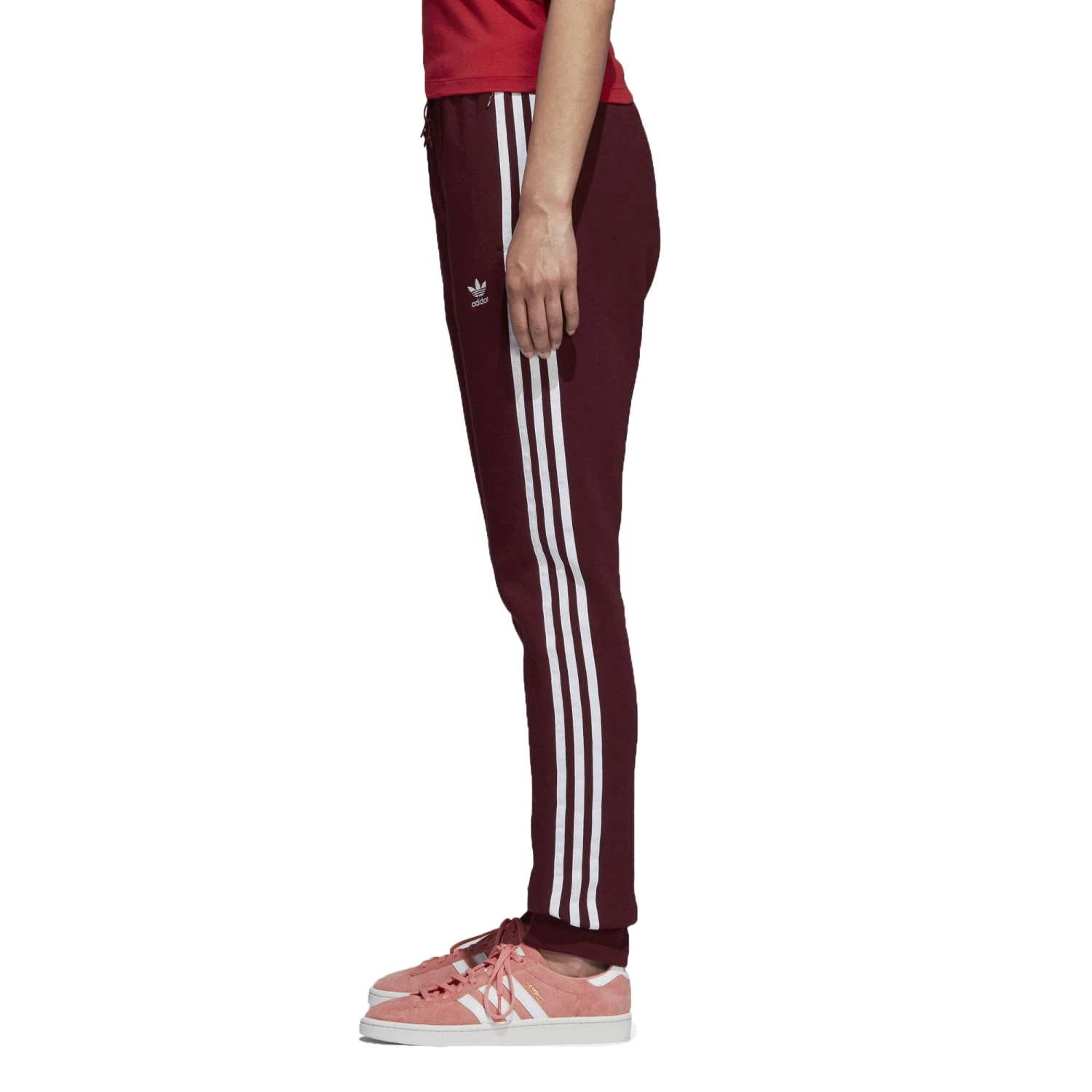 Adidas Originals Trefoil Women's Cuffed Track Pants Maroon/White 2 Adidas Originals Trefoil Women's Cuffed Track Pants Maroon/White - Image 2
