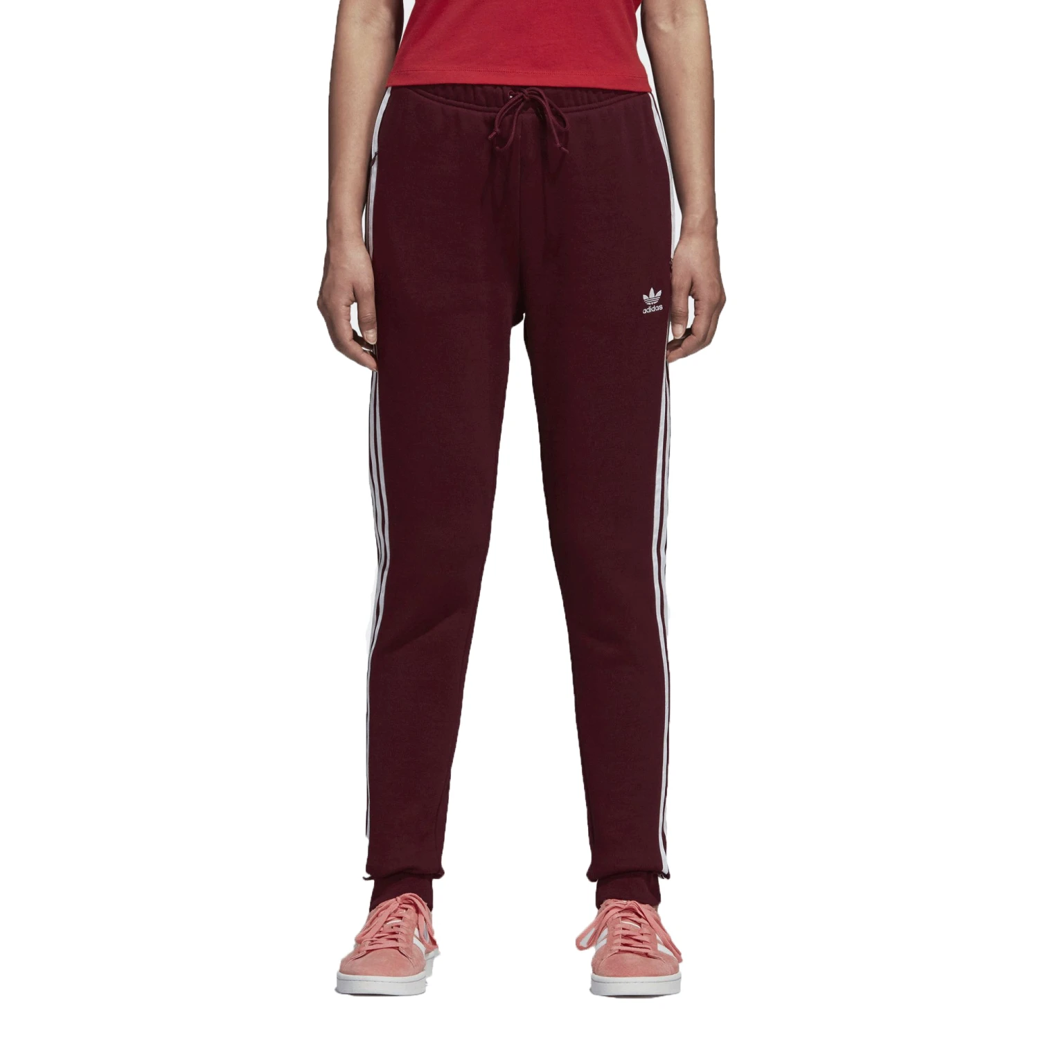 Adidas Originals Trefoil Women's Cuffed Track Pants Maroon/White 1 Adidas Originals Trefoil Women's Cuffed Track Pants Maroon/White