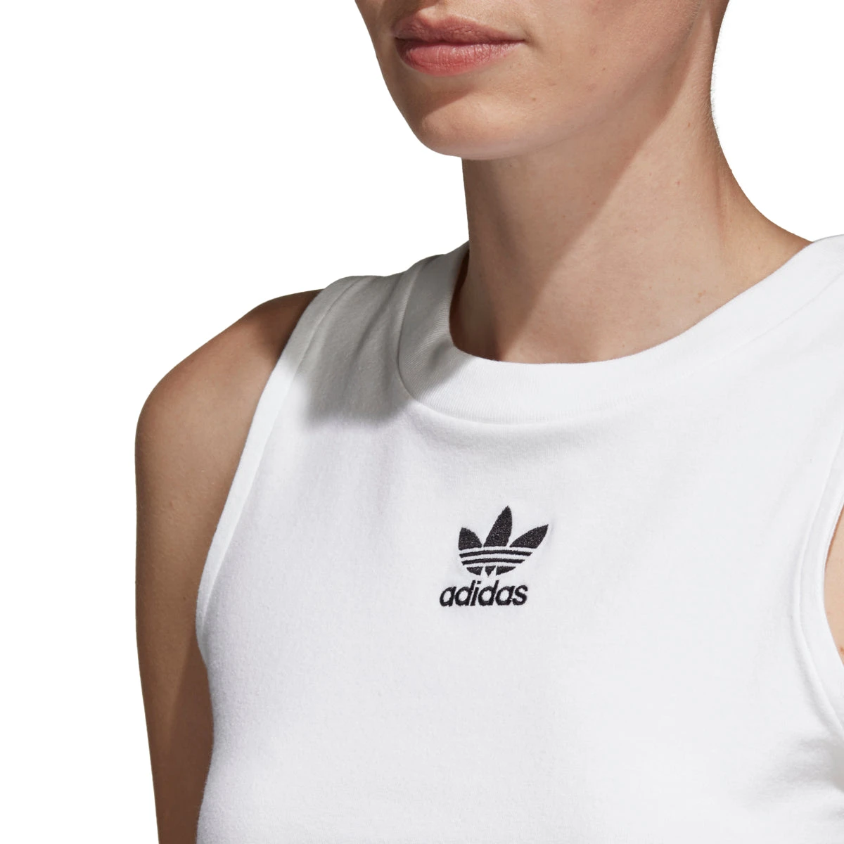 Adidas Originals Trefoil Women's Athletic Casual Crop Top White/Black 2 Adidas Originals Trefoil Women's Athletic Casual Crop Top White/Black - Image 2