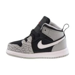 Jordan 1 Mid Elephant Print (TD) Toddler Shoes Black-White-Light Smoke Grey -RBD OUTLET dm6217 016 4