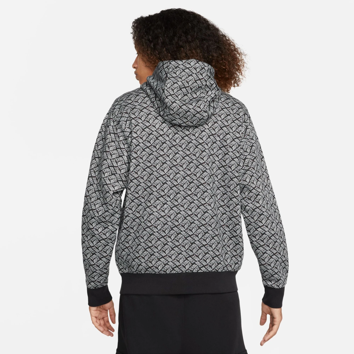 Nike Nsw Sports Essentials Aop Fleece Men's Hoodie Black-Grey 2 Nike Nsw Sports Essentials Aop Fleece Men's Hoodie Black-Grey - Image 2