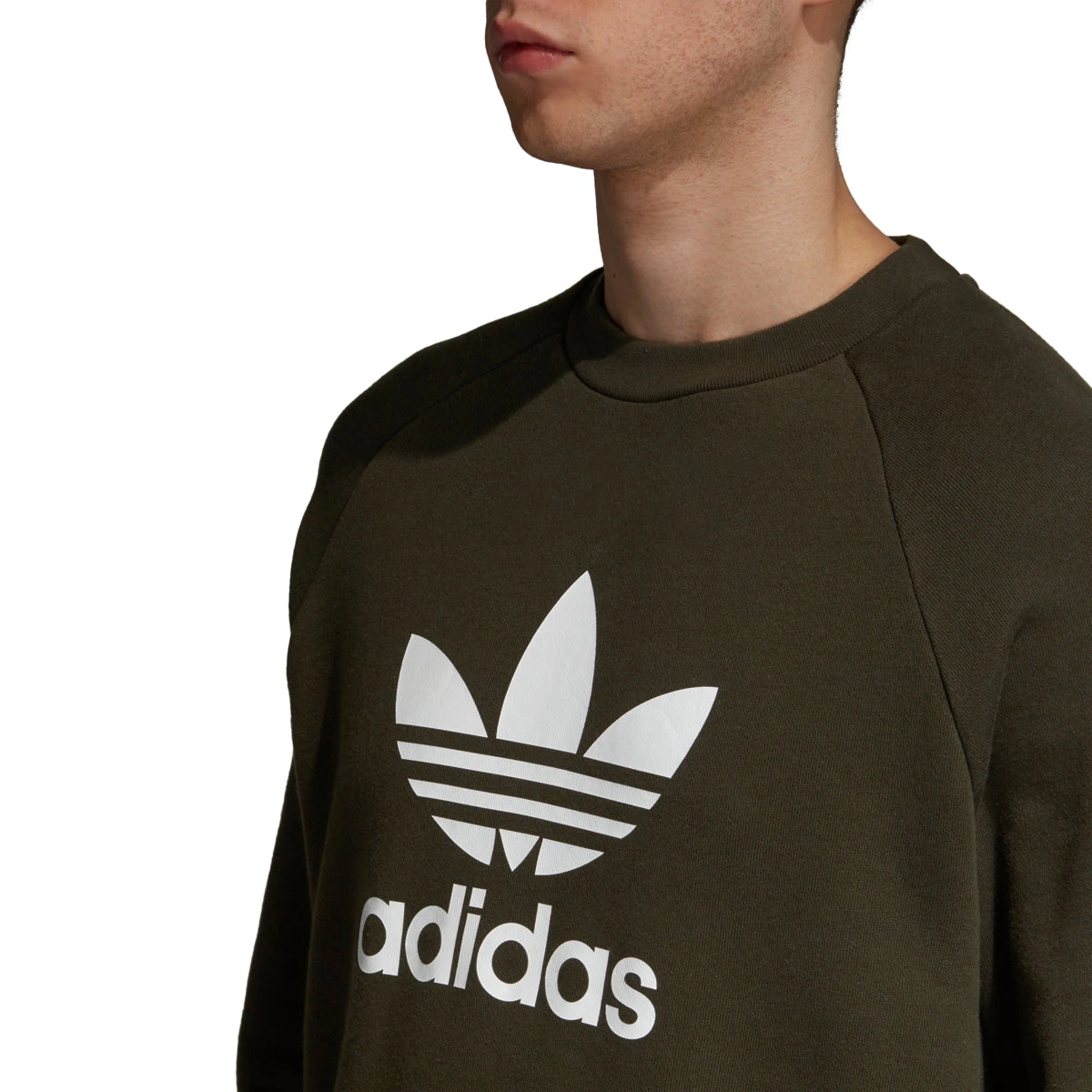 Adidas Originals Trefoil Men's Crewneck Sweatshirt Night Cargo/White 3 Adidas Originals Trefoil Men's Crewneck Sweatshirt Night Cargo/White - Image 3