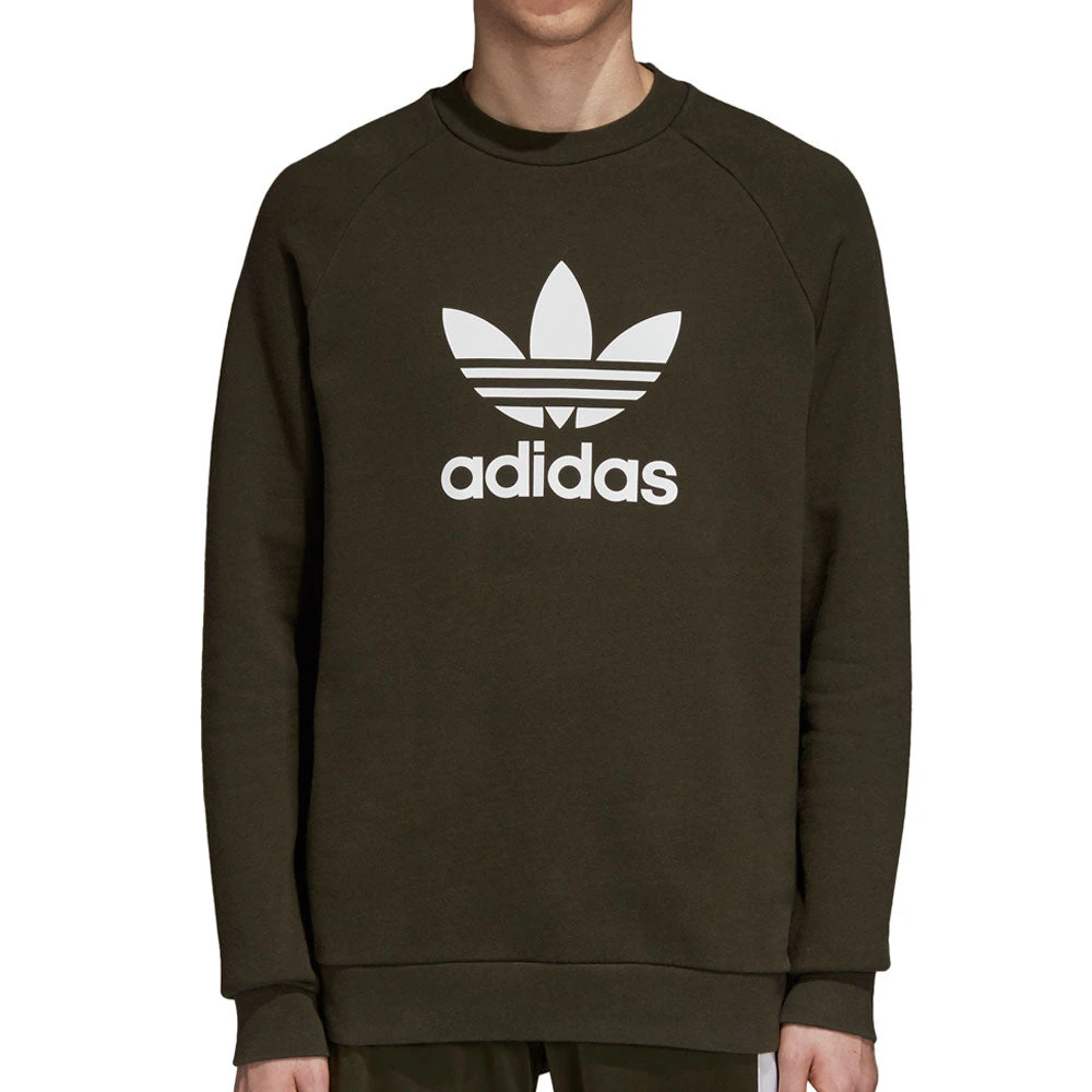 Adidas Originals Trefoil Men's Crewneck Sweatshirt Night Cargo/White 1 Adidas Originals Trefoil Men's Crewneck Sweatshirt Night Cargo/White