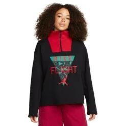 Jordan X Nina Chanel Abney Women's Funnel Neck Top Black-University Red