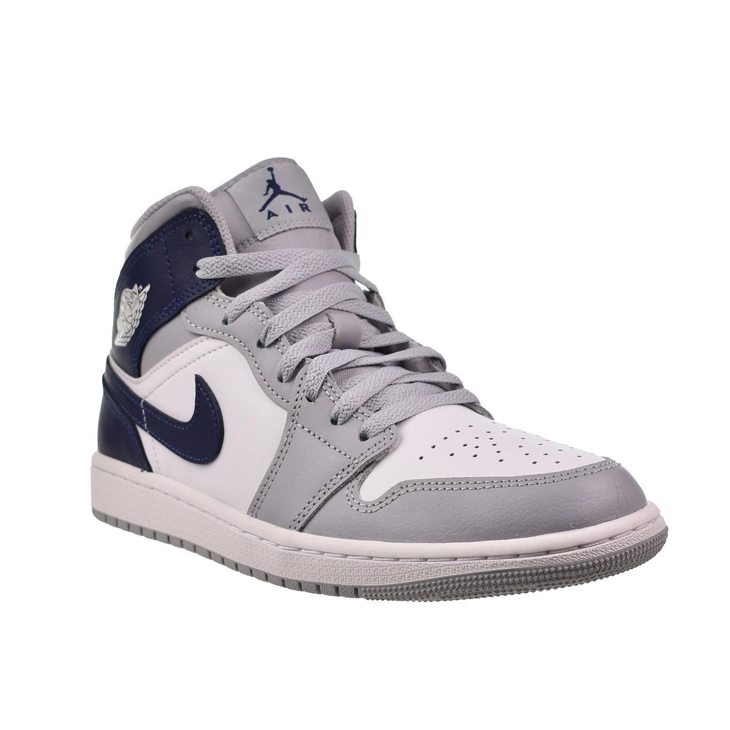 Air Jordan 1 Mid Men's Shoes White-Wolf Gray-Midnight Navy 2 Air Jordan 1 Mid Men's Shoes White-Wolf Gray-Midnight Navy - Image 2