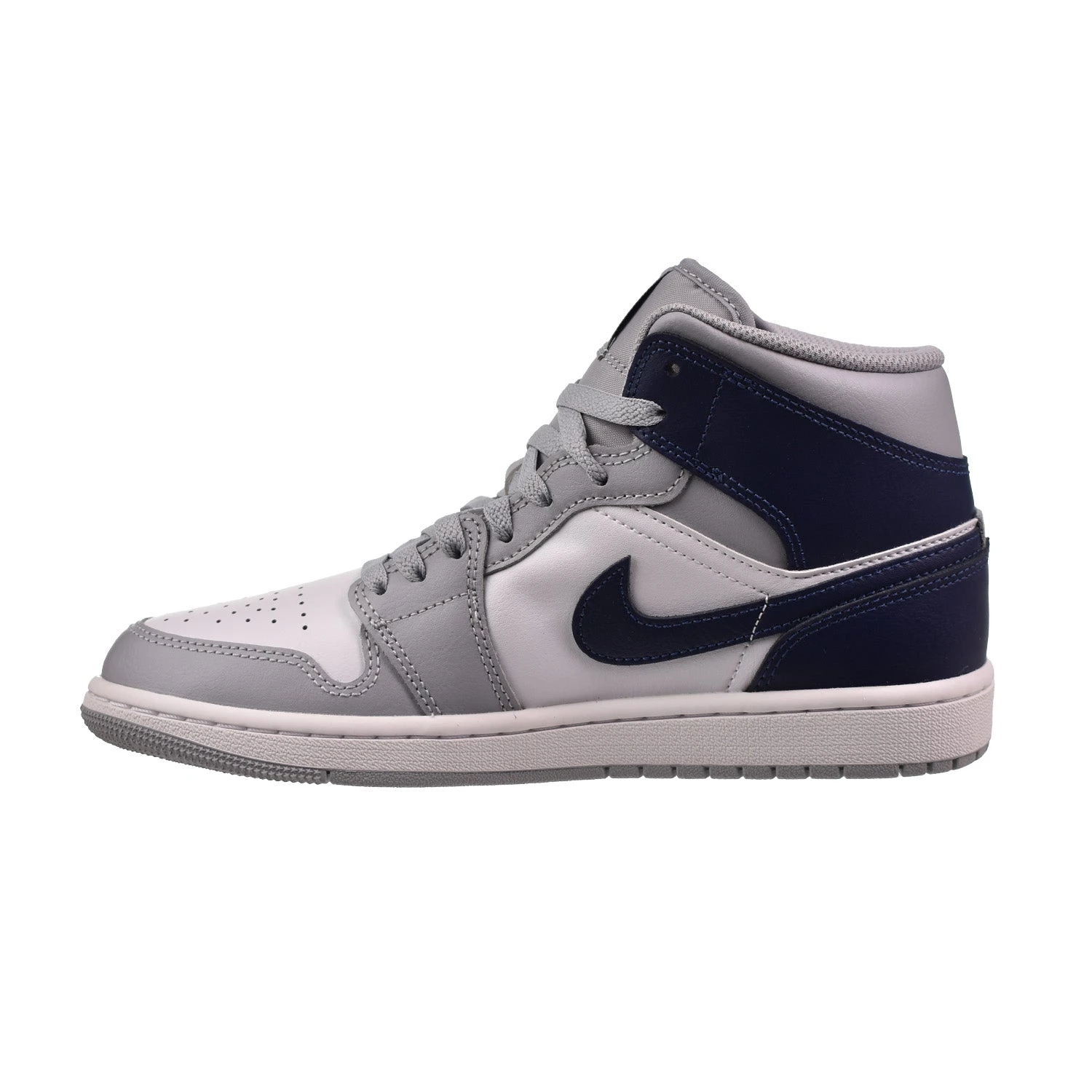 Air Jordan 1 Mid Men's Shoes White-Wolf Gray-Midnight Navy 4 Air Jordan 1 Mid Men's Shoes White-Wolf Gray-Midnight Navy - Image 4
