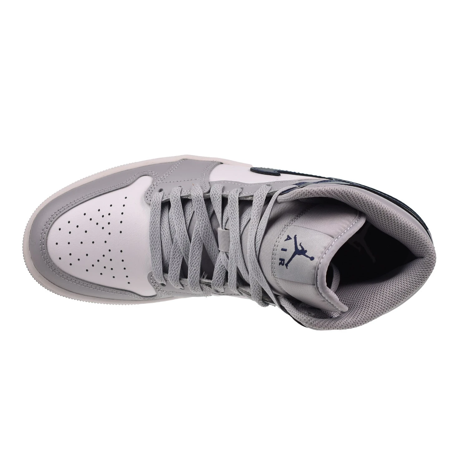 Air Jordan 1 Mid Men's Shoes White-Wolf Gray-Midnight Navy 5 Air Jordan 1 Mid Men's Shoes White-Wolf Gray-Midnight Navy - Image 5