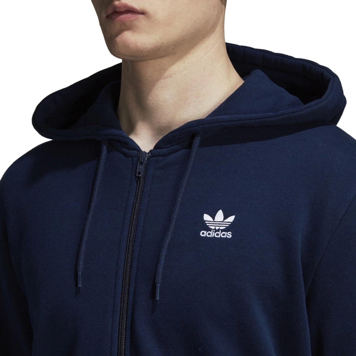 Adidas Men's Originals Trefoil Full Zip Fleece Hoodie Collegiate Navy 2 Adidas Men's Originals Trefoil Full Zip Fleece Hoodie Collegiate Navy - Image 2