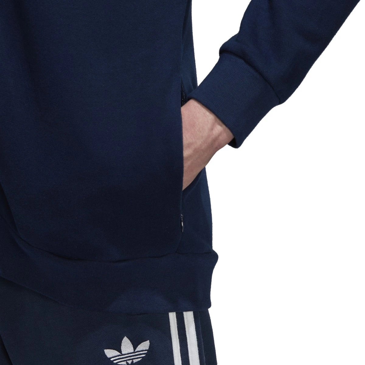 Adidas Men's Originals Trefoil Full Zip Fleece Hoodie Collegiate Navy 3 Adidas Men's Originals Trefoil Full Zip Fleece Hoodie Collegiate Navy - Image 3