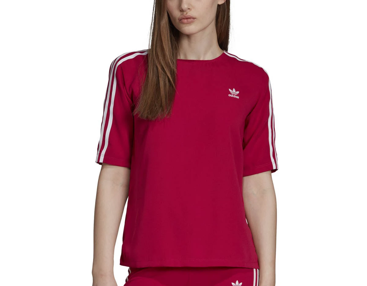 Adidas Women's Originals 3-Stripes T-shirt Pride Pink 1 Adidas Women's Originals 3-Stripes T-shirt Pride Pink