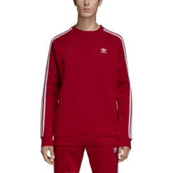 Adidas 3 Stripes Men's Crew Neck Sweatshirt Red