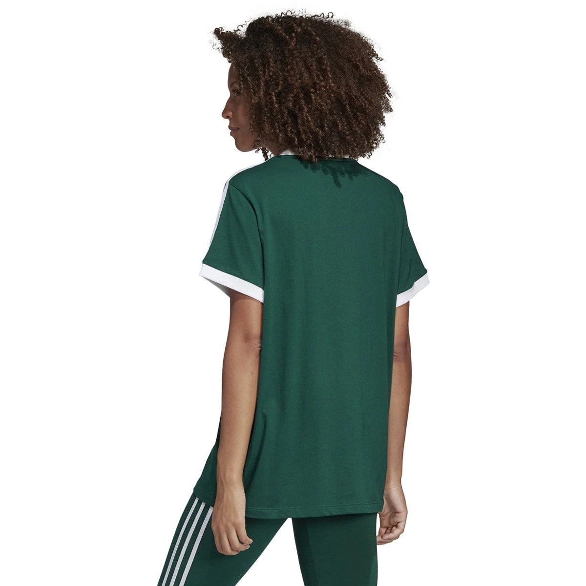 Adidas Women's 3 Stripes Tee Collegiate Green 2 Adidas Women's 3 Stripes Tee Collegiate Green - Image 2