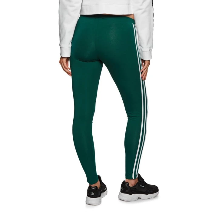 Adidas Women's Originals 3-Stripes Leggings Collegiate Green 2 Adidas Women's Originals 3-Stripes Leggings Collegiate Green - Image 2