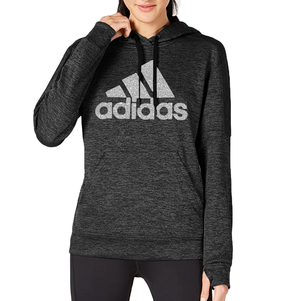 Adidas Women's Originals Shine Logo Hoodie Dark Grey 1 Adidas Women's Originals Shine Logo Hoodie Dark Grey