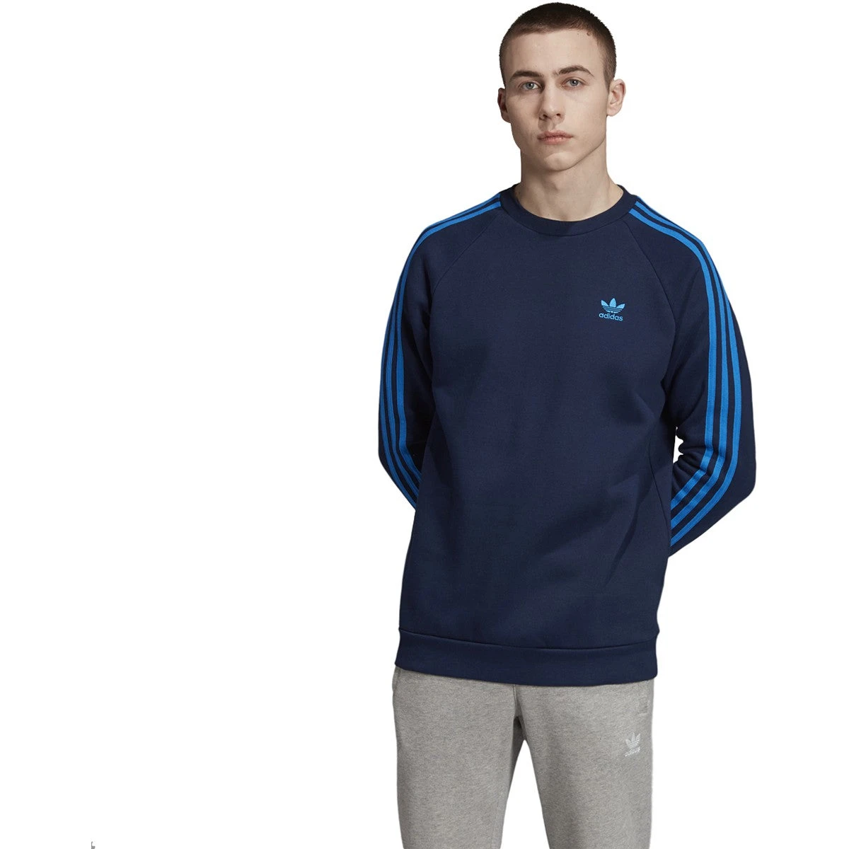 Adidas Men's Originals 3-Stripes Tee Collegiate-Navy-Bluebird 3 Adidas Men's Originals 3-Stripes Tee Collegiate-Navy-Bluebird - Image 3