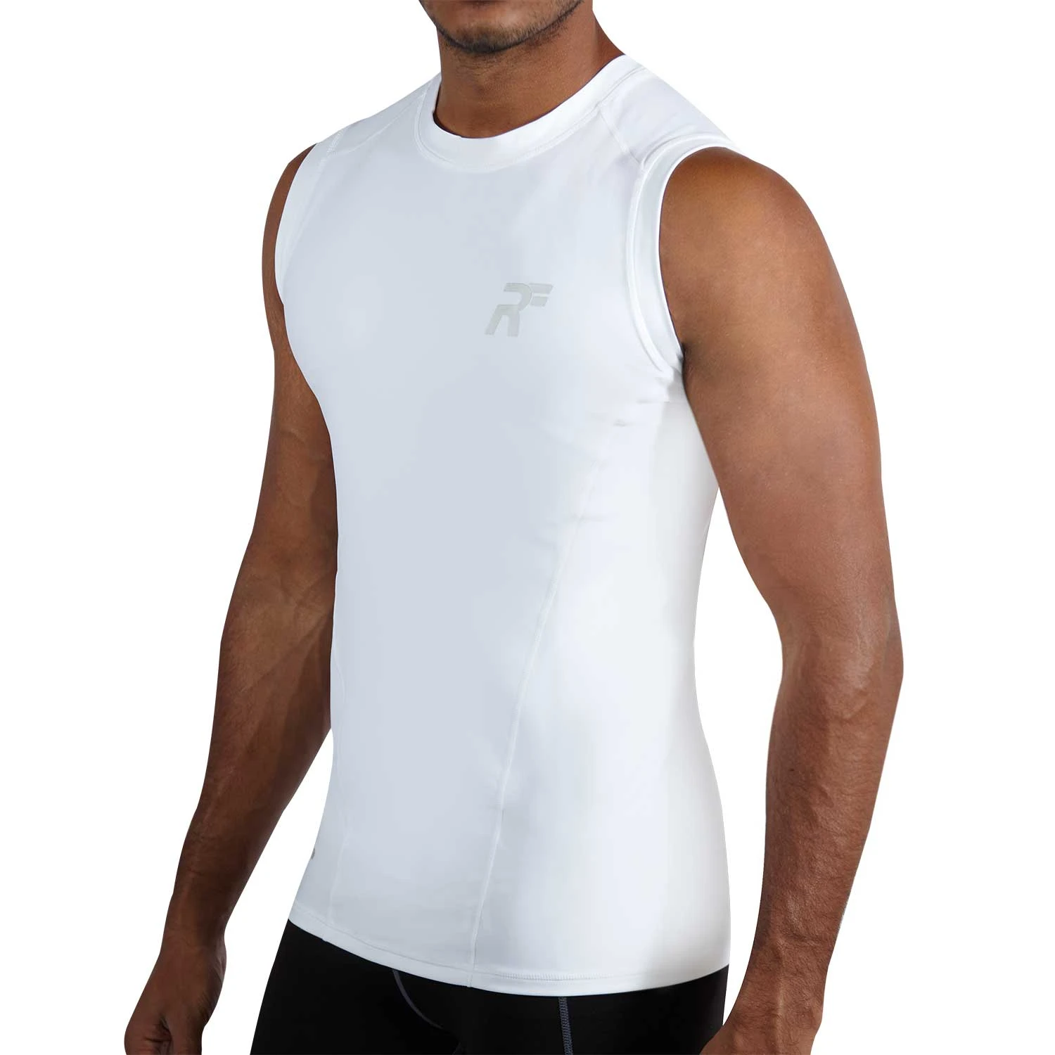 RunFlyte Men's Tech Flyte Compression Tank Top White/Grey 2 RunFlyte Men's Tech Flyte Compression Tank Top White/Grey - Image 2