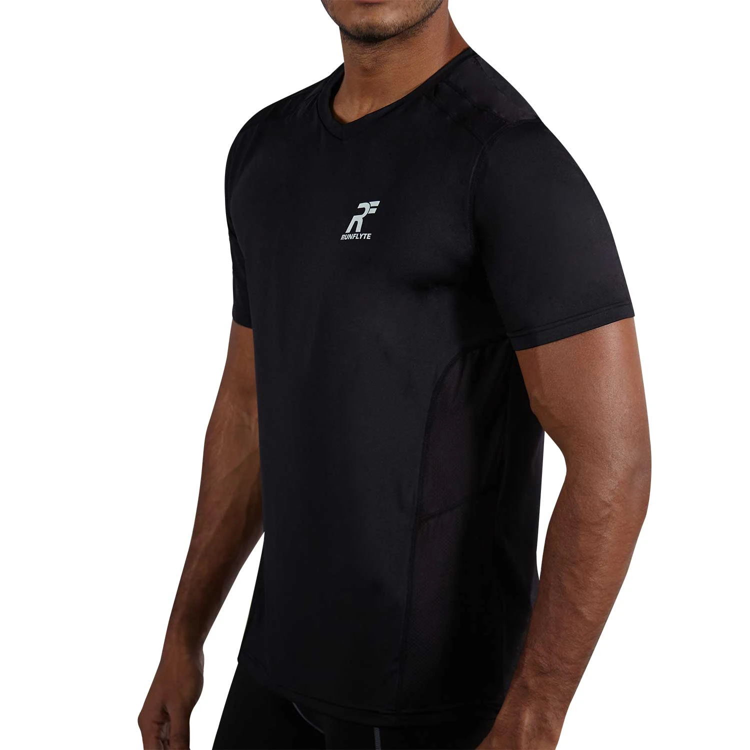 RunFlyte Men's HyperVent PRM V-Neck T-Shirt Black 2 RunFlyte Men's HyperVent PRM V-Neck T-Shirt Black - Image 2