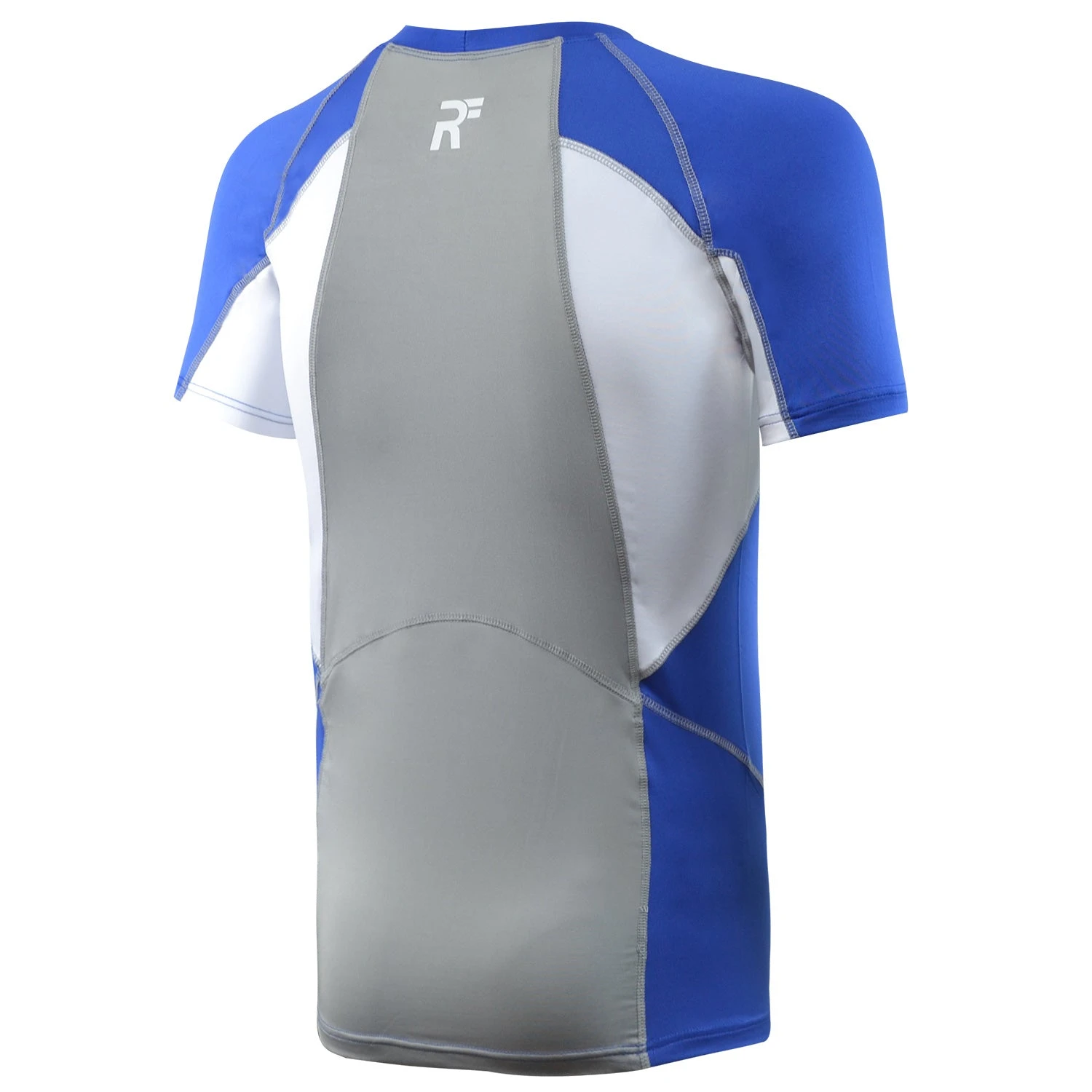 RunFlyte Men's Contour Panel Compression Short Sleeve T-Shirt - Moisture Wicking Royal Blue/Grey/White 3 RunFlyte Men's Contour Panel Compression Short Sleeve T-Shirt - Moisture Wicking Royal Blue/Grey/White - Image 3