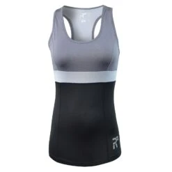 RunFlyte Women's Chakra II Tank Top - Fitted - Moisture Wicking - Charcoal/Black