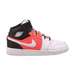 Nike Air Jordan 1 Mid GS Big Kids' Shoes White-Black-Infrared